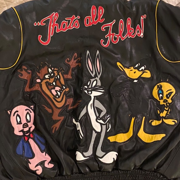 Vintage Looney Tunes Leather Bomber Jacket - Picture 6 of 14